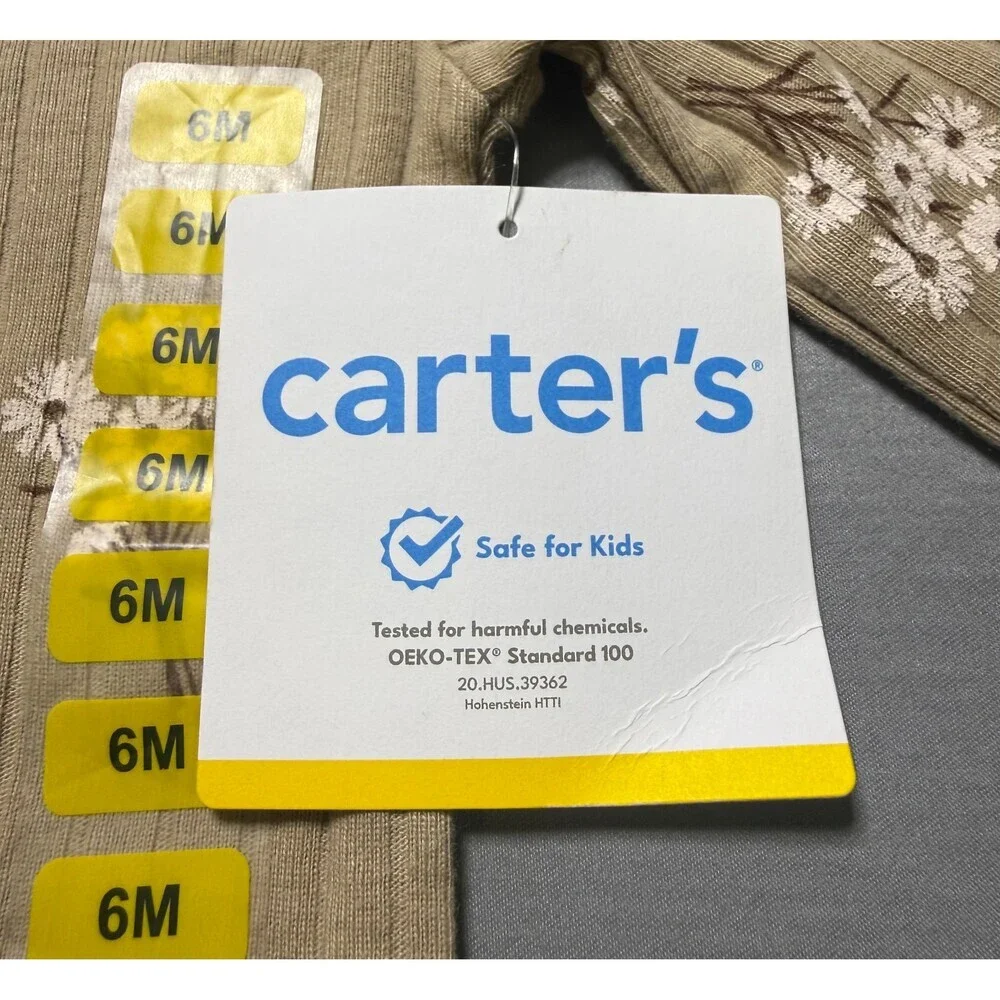 NWT Carter's 3-Piece Outfit Set Baby Girls 6 Months Taupe Long Sleeve Comfort